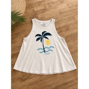 O'Neill Tank Top SZ Small. Beach Palm Tree Graphic Flowy Summer Casual